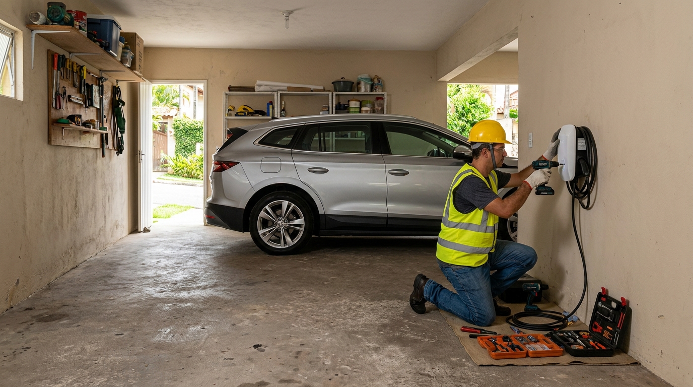Instalacao de carregador de carro eletrico residencial em Campo Grande‑MS