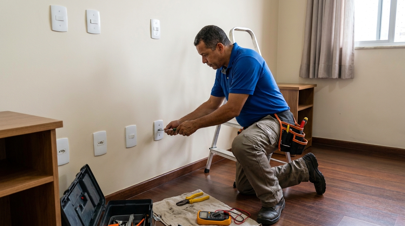 Instalacao de tomada e interruptor residencial em Campo Grande‑MS