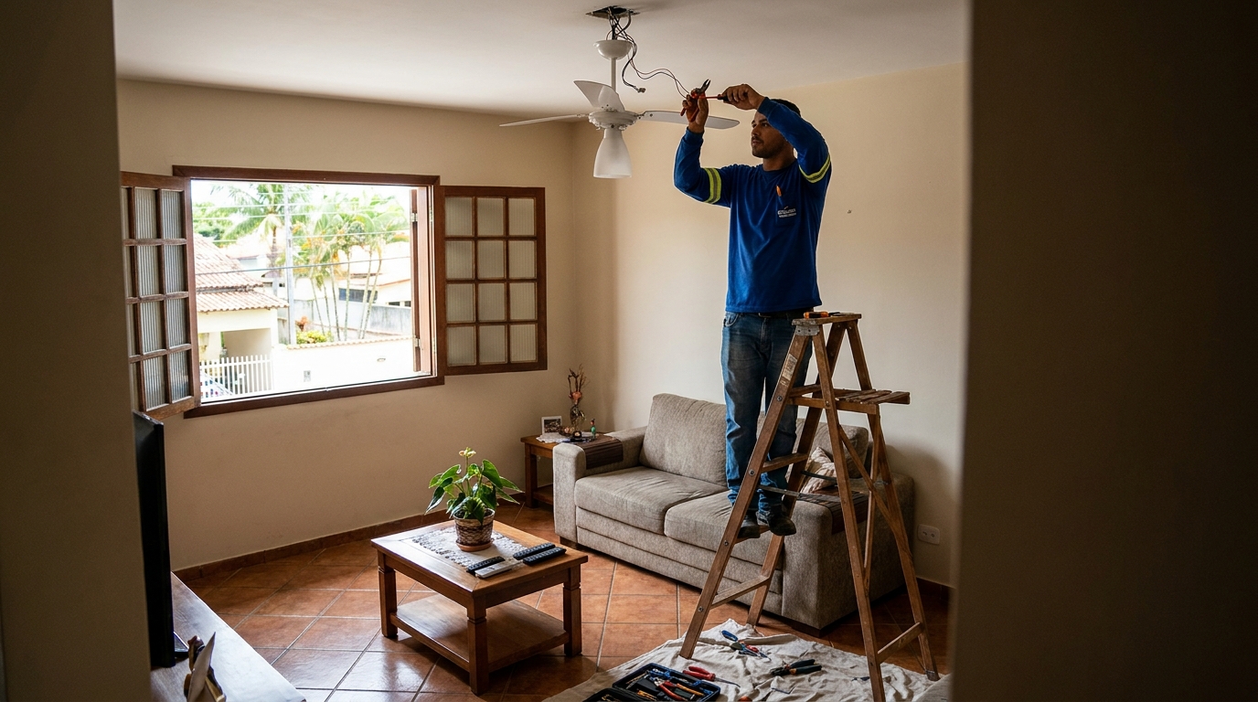 Instalacao de ventilador de teto profissional em Campo Grande‑MS